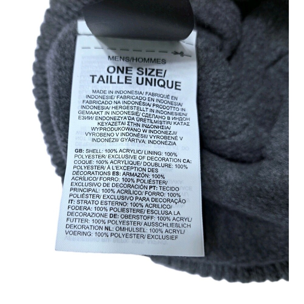 North Face Beanie Hat One Size Gray Ribbed Cuff Knit Warm Ski Cap Fleece Lined - Picture 5 of 6